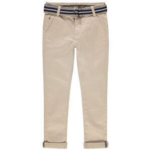 Pantalón de sarga con cinturón de rayas desmontable 