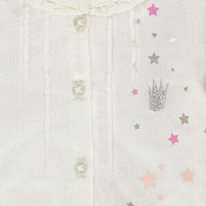 Túnica de manga larga con cuello de fantasía y estrellas estampadas 