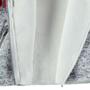 Chaqueta jaspeada con cuello con muescas e inscripciones cosidas con bolsillos con cremallera 