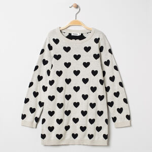 Robe pull en tricot à coeurs en jacquard all-over  Main Robe pull en tricot à coeurs en jacquard all-over