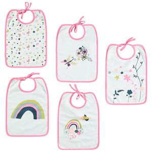 Lote de 5 baberos en jersey con print estampado 