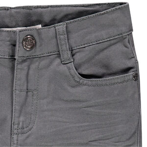 Pantalón con bolsillos liso con efecto desgastado y arrugado 