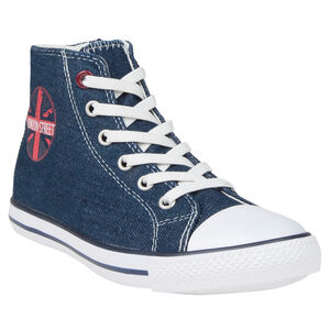 Zapatillas de deporte de caña alta con cordones con sujeción mediante elástico de jean 