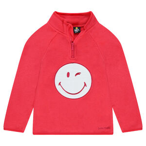 Sudadera polar con ©Smiley cosido y cuello con cremallera 