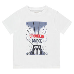 Camiseta de manga corta de punto y estampado de fantasía 