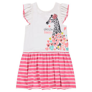 Vestido de manga corta con volantes y estampado de jirafa  Main Vestido de manga corta con volantes y estampado de jirafa