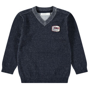 Jersey de punto jaspeado conj parche en el pecho 