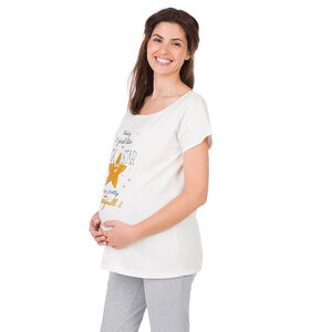 Casmieta homewear de premamá con inscripciones estampadas y estrella 