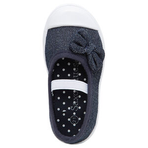 Zapatos de lona con lazo y tirante elástico niña. 