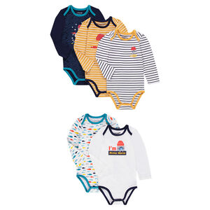 Juego de 5 bodies de manga larga con estampados de fantasía 