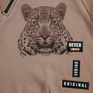 Sudadera de felpa con leopardo estampado y forro de borreguillo 