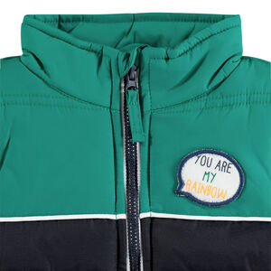 Anorak acolchado bicolor sin mangas con parche cosido 