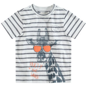 Camiseta de manga corta a rayas con estampado de jirafa 