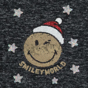Camiseta de manga larga de punto jasprado con Smiley de lentejuelas mágicas  Main Camiseta de manga larga de punto jasprado con Smiley de lentejuelas mágicas