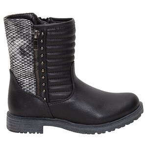 Botines negros efecto acolchado con remaches y apliques de serpiente 