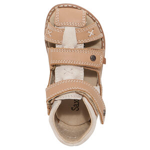 Sandalias de cuero de dos materiales con velcros  