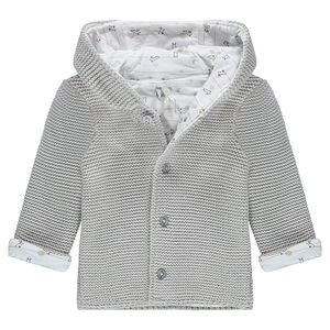 Chaqueta con capucha de punto y forro estampado all over 