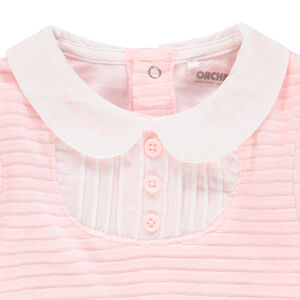 Dors-bien en velours côtelé à col Claudine brodé 