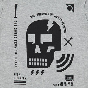 Júnior - Camiseta de cuello vuelto con calavera y dibujos estampados 