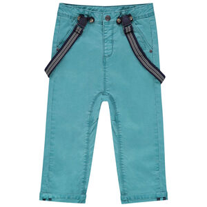 Pantalón de tela teñida con tirantes elásticos desmontables 