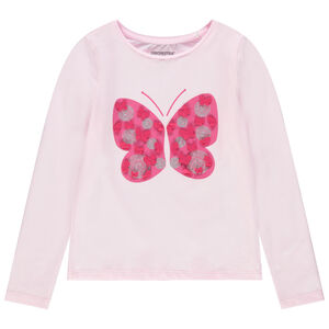 Camiseta de manga larga lisa estampada mariposa  