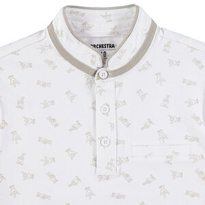 Júnior - Polo de manga corta con estampado de manos all-over con cuello mao 