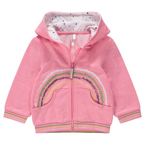 Chaqueta de felpa con capucha y arcoíris estampado  Main Chaqueta de felpa con capucha y arcoíris estampado