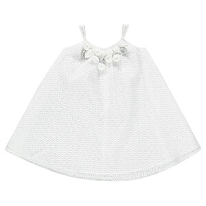 Robe à bretelles en tissu jacquard avec roses cousues 