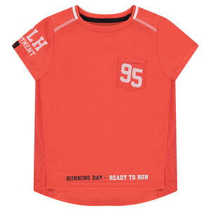 Camiseta de manga corta de poliéster con inscripciones estampadas 