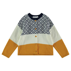 Chaqueta de punto en contraste con motivo de jacquard 