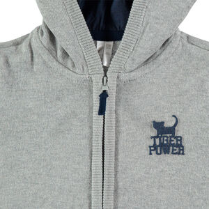 Chaqueta de punto con capucha y rayas que contrastan 