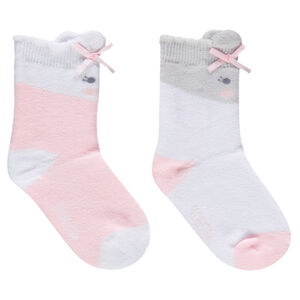 Juego de 2 pares de calcetines con motivo de jácquard y lazo 