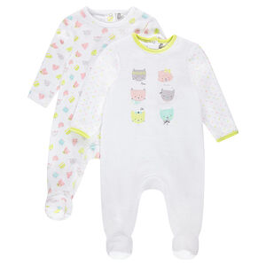 Juego de 2 pijamas de terciopelo con gatos estampados 