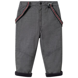 Pantalón de finas rayas forrado polar con tirantes amovibles  