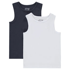 Pack de 2 camisetas lisas sin mangas de punto 