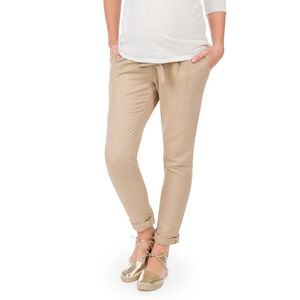 Pantalón premamá corte chino de lino y algodón. 