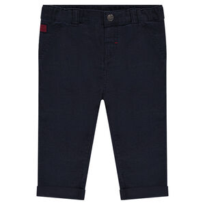 Pantalón de algodón liso con bolsillos 