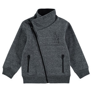 Chaqueta de felpa con cierre al bies y bolsillos con cremallera 