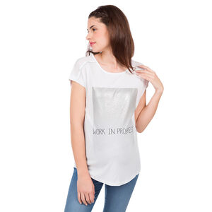 Camiseta de manga corta para embarazada con mensaje de fantasía 