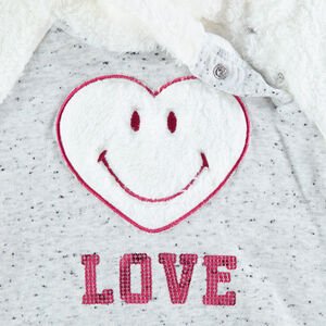 Sudadera de dos materiales con corazón de borreguillo y ©Smiley bordado  Main Sudadera de dos materiales con corazón de borreguillo y ©Smiley bordado