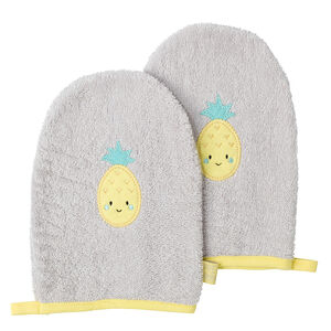 Juego de 2 guantes de baño con parches de frutas 