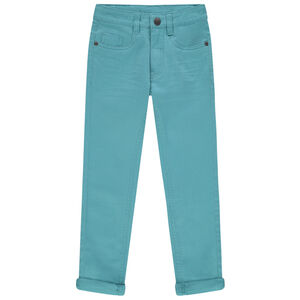 Pantalón con bolsillos liso con efecto desgastado y arrugado 