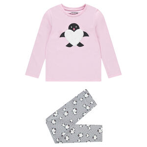 Pijama de punto con pinguino y corazón de borreguillo  Main Pijama de punto con pinguino y corazón de borreguillo