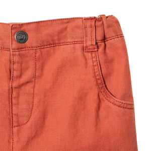 Pantalón de algodón y lino liso  