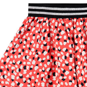 Falda corta fluida estampada all-over con elástico plateado   