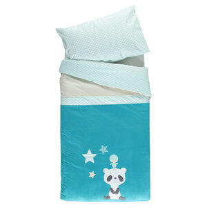 Lote de funda nórdica y funda para almohada con pandas con bordado 