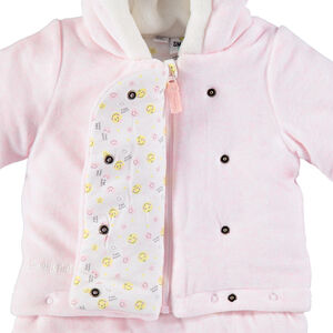 Mono de terciopelo con forro de punto y estampados y bordados ©Smiley 