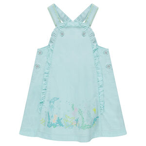 Vestido de algodón con estampado por delante y volantes 