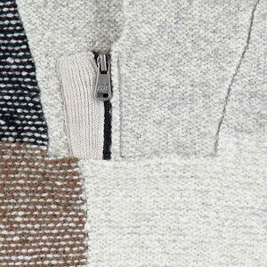 Jersey de punto con cuadros de jácquard y cuello con cremallera 