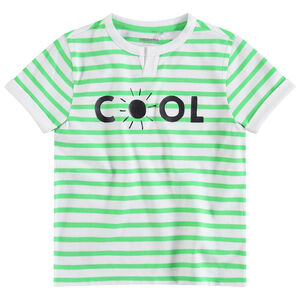 Camiseta de manga corta con rayas que contrastan all over 